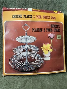 Vintage Chrome Plated 3-Tier  Dish